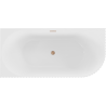 Mexen Gia Eckbadewanne freistehend geriffelt links 170 x 80 cm, weiß glänzend, Überlauf gebürstetes Kupfer - 52701708000L-65