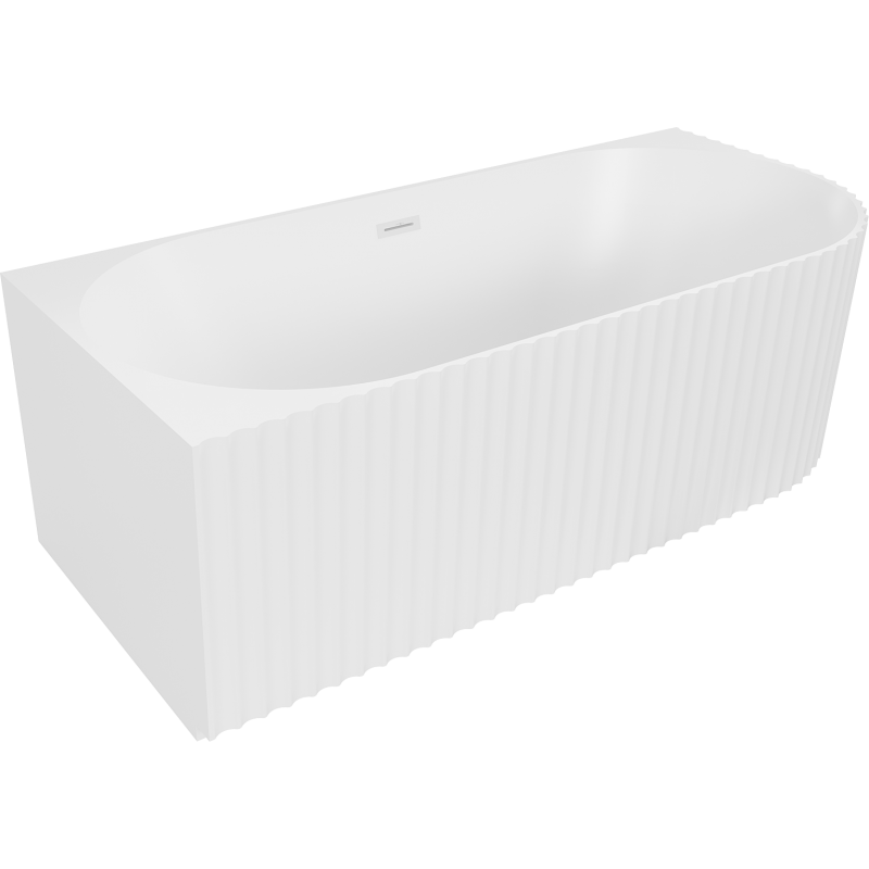 Mexen Gia freistehende Eckbadewanne geriffelt links 170 x 80 cm, weiß matt, weißer Überlauf - 52701708001L-20