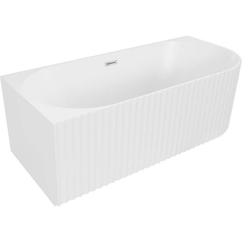 Mexen Gia freistehende Eckbadewanne geriffelt links 170 x 80 cm, weiß matt, Überlauf chrom - 52701708001L-01