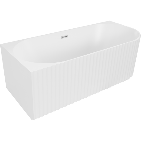 Mexen Gia freistehende Eckbadewanne geriffelt links 170 x 80 cm, weiß matt, Überlauf chrom - 52701708001L-01