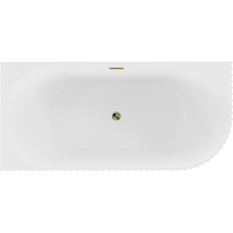 Mexen Gia freistehende Eckbadewanne geriffelt links 170 x 80 cm, weiß matt, Überlauf gold - 52701708001L-50