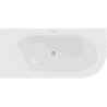 Mexen Gia freistehende Eckbadewanne geriffelt links 170 x 80 cm, weiß matt, Überlauf gold gebürstet - 52701708001L-55