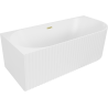 Mexen Gia freistehende Eckbadewanne geriffelt links 170 x 80 cm, weiß matt, Überlauf gold gebürstet - 52701708001L-55