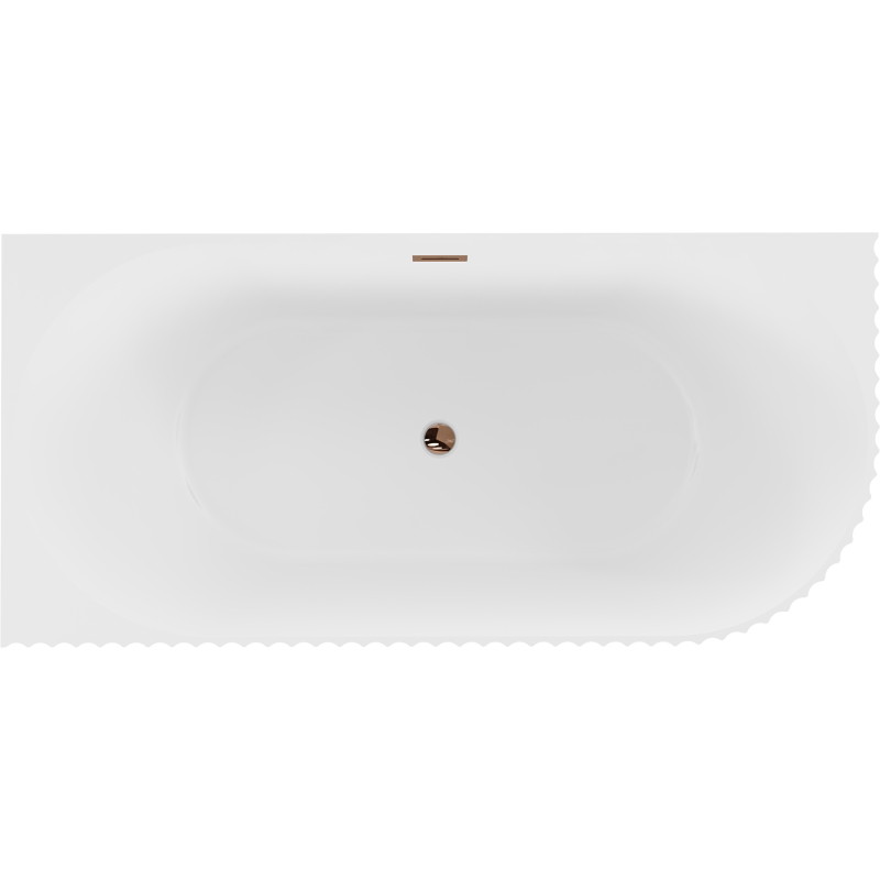 Mexen Gia Freistehende Eckbadewanne geriffelt links 170 x 80 cm, weiß matt, Überlauf roségold - 52701708001L-60