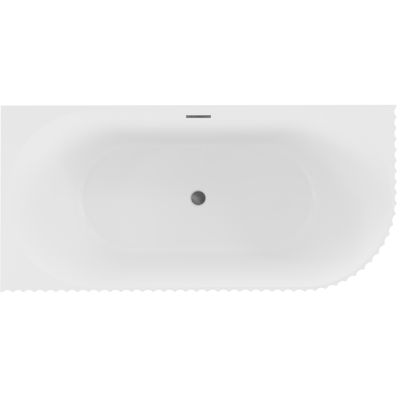 Mexen Gia freistehende Eckbadewanne, linke Riffelung 170 x 80 cm, weiß matt, Überlauf gun gray gebürstet - 52701708001L-66