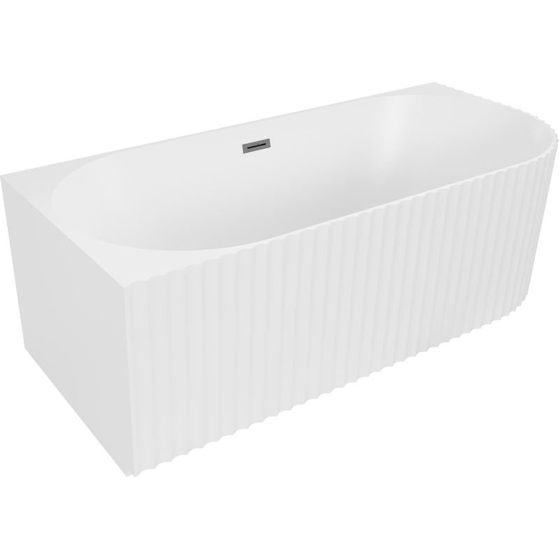 Mexen Gia freistehende Eckbadewanne geriffelt links 170 x 80 cm, weiß matt, Überlauf Gun Metal - 52701708001L-95