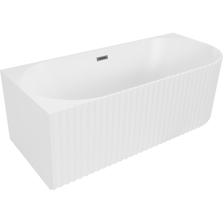 Mexen Gia freistehende Eckbadewanne geriffelt links 170 x 80 cm, weiß matt, Überlauf Gun Metal - 52701708001L-95