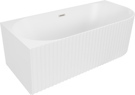 Mexen Gia freistehende Eckbadewanne geriffelt links 170 x 80 cm, weiß matt, Überlauf gebürstetes Nickel - 52701708001L-97