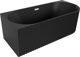 Mexen Gia freistehende Ecke gerillte linke 170 x 80 cm, schwarze Matt, weiße Überlauf - 52701708071L-20