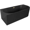 Mexen Gia Eckfreistehende, geriffelte Badewanne links 170 x 80 cm, schwarz matt, Überlauf gold gebürstet - 52701708071L-55