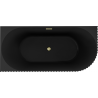 Mexen Gia Freistehende Eckbadewanne, geriffelt, links, 170 x 80 cm, Schwarz matt, Überlauf gold gebürstet - 52701708071L-55