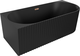 Mexen Gia freistehende Eckbadewanne geriffelt links 170 x 80 cm, schwarz matt, Überlauf Roségold - 52701708071L-60