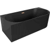 Mexen Gia Freistehende Eckbadewanne geriffelt, links 170 x 80 cm, schwarz matt, Überlauf gebürstetes Kupfer - 52701708071L-65