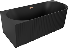 Mexen Gia Freistehende Eckbadewanne geriffelt, links 170 x 80 cm, schwarz matt, Überlauf gebürstetes Kupfer - 52701708071L-65