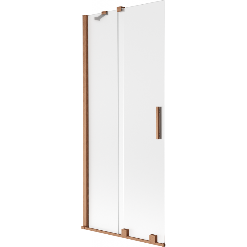 Mexen Velar Badewannenwand 2-flügelig, schiebbar 85 x 150 cm, Milchglas, gebürstetes Kupfer - 896-085-000-31-65