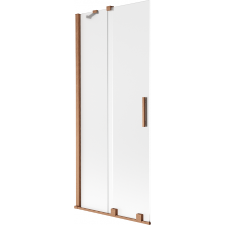 Mexen Velar Badewannenwand 2-flügelig, schiebbar 85 x 150 cm, Milchglas, gebürstetes Kupfer - 896-085-000-31-65