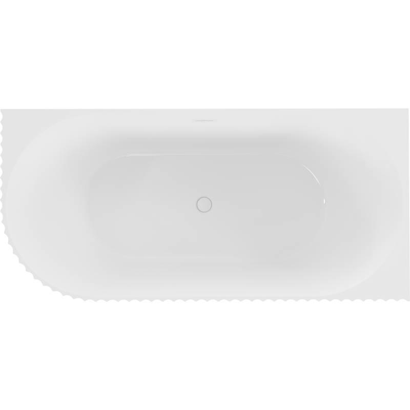 Mexen Gia freistehende Eckbadewanne rechts geriffelt 150 x 75 cm, weiß glänzend, weißer Überlauf - 52701507500P-20