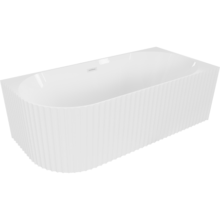Mexen Gia freistehende Eckbadewanne rechts geriffelt 150 x 75 cm, weiß glänzend, weißer Überlauf - 52701507500P-20