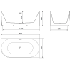 Mexen Gia freistehende Eckbadewanne rechts geriffelt 150 x 75 cm, weiß glänzend, weißer Überlauf - 52701507500P-20