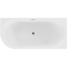 Mexen Gia freieckige, geriffelte rechte freistehende Badewanne 150 x 75 cm, weiß glänzend, goldener Überlauf