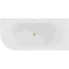 Mexen Gia freistehende Eckbadewanne, geriffelt, rechts 150 x 75 cm, weiß glänzend, Überlauf gold gebürstet - 52701507500P-55