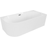 Mexen Gia freistehende Eckbadewanne rechts geriffelt 150 x 75 cm, weiß glänzend, Überlauf gun gray gebürstet - 52701507500P-66