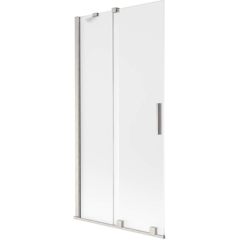 Mexen Velar Badewannenfaltwand 2-flügelig verschiebbar 90 x 150 cm, matt, gebürstetes Nickel - 896-090-000-31-97
