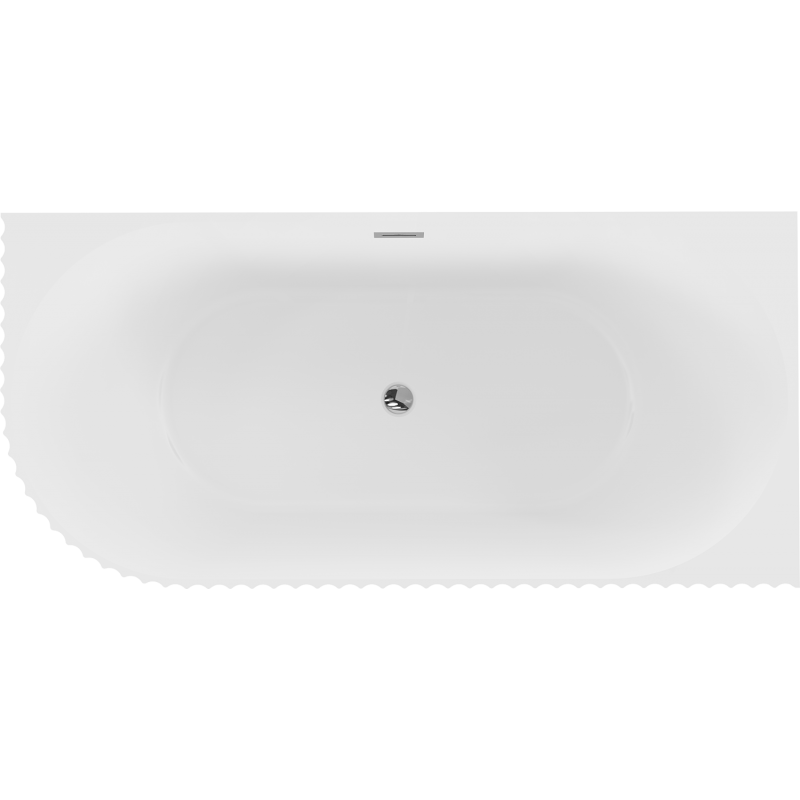 Mexen Gia freistehende Eckbadewanne geriffelt rechts 170 x 80 cm, weiße Matt, Überlauf Chrom - 52701708001P-01