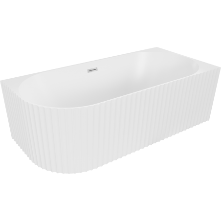 Mexen Gia freistehende Eckbadewanne geriffelt rechts 170 x 80 cm, weiße Matt, Überlauf Chrom - 52701708001P-01