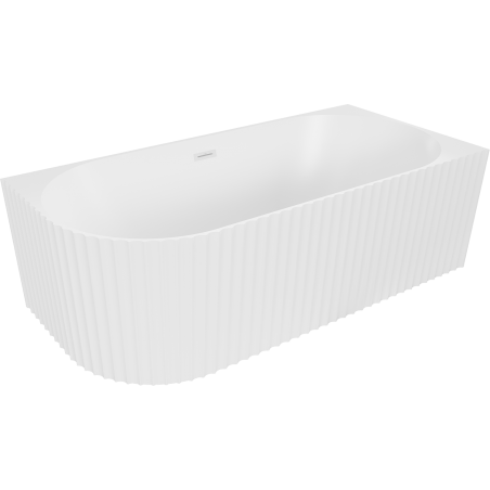 Mexen Gia freistehende Eckbadewanne rechts gerillt 170 x 80 cm, weiß matt, Überlauf weiß - 52701708001P-20