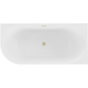 Mexen Gia freistehende Eckbadewanne, gerillt, rechts 170 x 80 cm, weiß matt, Überlauf gold gebürstet - 52701708001P-55