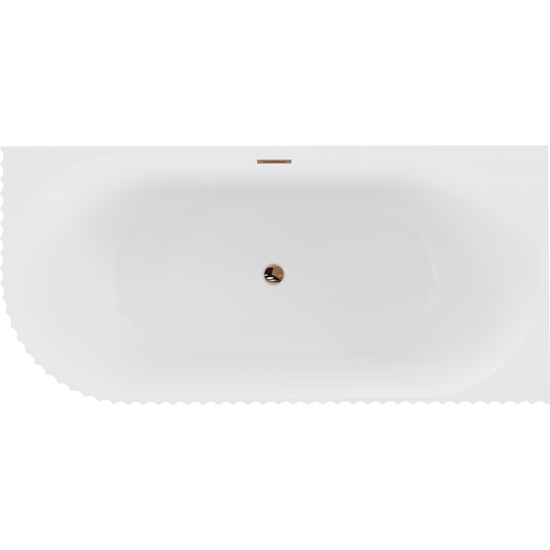 Mexen Gia freistehende Eckbadewanne gerillt rechts 170 x 80 cm, weiß matt, Überlauf Roségold - 52701708001P-60