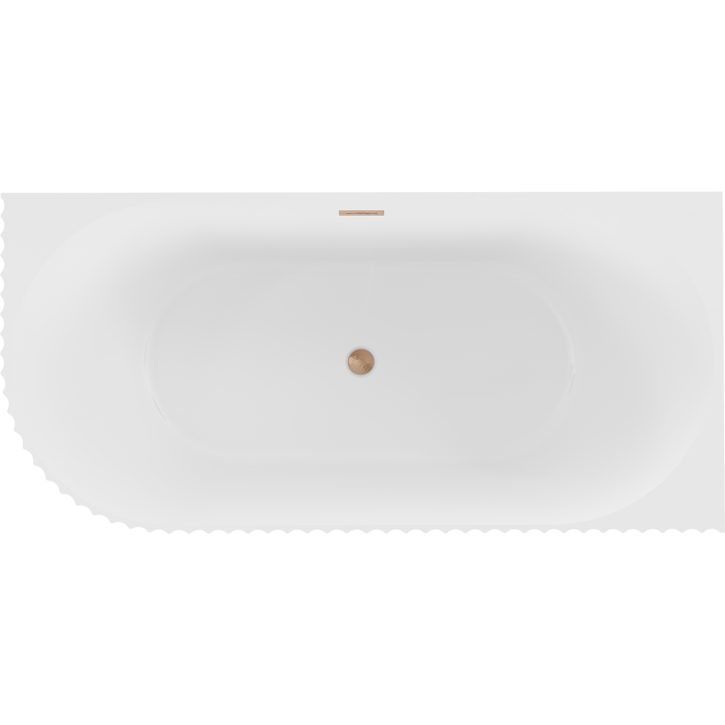 Mexen Gia Freistehende Eckbadewanne gerillt rechts 170 x 80 cm, weiß matt, Überlauf gebürstetes Kupfer - 52701708001P-65