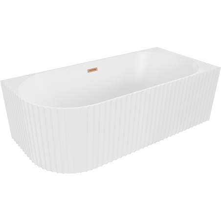 Mexen Gia Freistehende Eckbadewanne gerillt rechts 170 x 80 cm, weiß matt, Überlauf gebürstetes Kupfer - 52701708001P-65