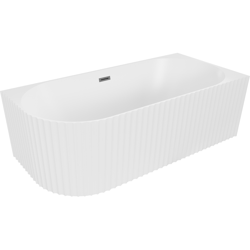 Mexen Gia freistehende Eckbadewanne geriffelt rechts 170 x 80 cm, weiß matt, Überlauf Gun Metal - 52701708001P-95