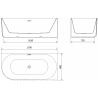 Mexen Gia freistehende Eckbadewanne geriffelt rechts 170 x 80 cm, weiß matt, Überlauf Gun Metal - 52701708001P-95