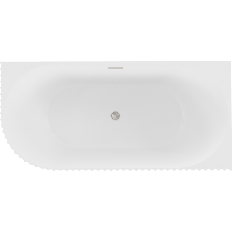 Mexen Gia freistehende Eckbadewanne geriffelt rechts 170 x 80 cm, weiß matt, Überlauf gebürsteter Nickel - 52701708001P-97