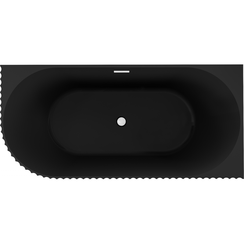 Mexen Gia freistehende Eckbadewanne geriffelt, rechts 170 x 80 cm, schwarz matt, Überlauf weiß - 52701708071P-20