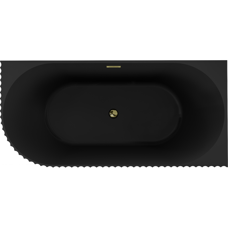 Mexen Gia freistehende Eckwanne geriffelt rechts 170 x 80 cm, schwarz matt, Ablauf gold - 52701708071P-50