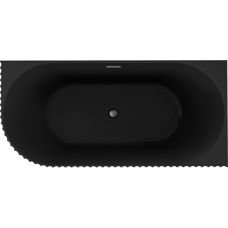 Mexen Gia freistehende Eckbadewanne rechteckig gerillt 170 x 80 cm, schwarz matt, Überlauf Gun Metal - 52701708071P-95