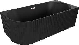 Mexen Gia Freistehende Eckbadewanne geriffelt rechts 170 x 80 cm, schwarz matt, Überlauf gebürstetes Nickel - 52701708071P-97