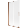 Mexen Velar Badewannenabtrennung 2-flügelig verschiebbar 100 x 150 cm, Eisglas, Roségold - 896-100-000-31-60