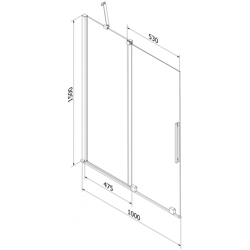 Mexen Velar Duschwand 2-Flügel Schiebbar 100 x 150 cm, Mattglas, Gebürstetes Gun-Grau - 896-100-000-31-66