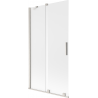Mexen Velar zweiteilige, verschiebbare Badewannenfaltwand 100 x 150 cm, matt, gebürsteter Nickel - 896-100-000-31-97