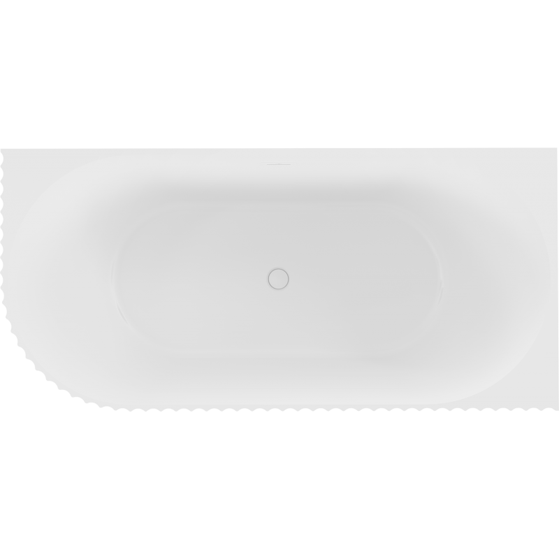 Mexen Gia freistehende Eckbadewanne geriffelt rechts 150 x 75 cm, weiß matt, Überlauf weiß - 52701507501P-20