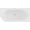Mexen Gia freistehende Eckbadewanne gerillt rechts 150 x 75 cm, weiß matt, Überlauf gold - 52701507501P-50