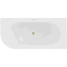 Mexen Gia freistehende Eckbadewanne gerillt rechts 150 x 75 cm, weiß matt, Überlauf gold gebürstet - 52701507501P-55