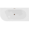 Mexen Gia freistehende Eckbadewanne geraute rechte 150 x 75 cm, weiße Mattoptik, Überlauf Roségold - 52701507501P-60