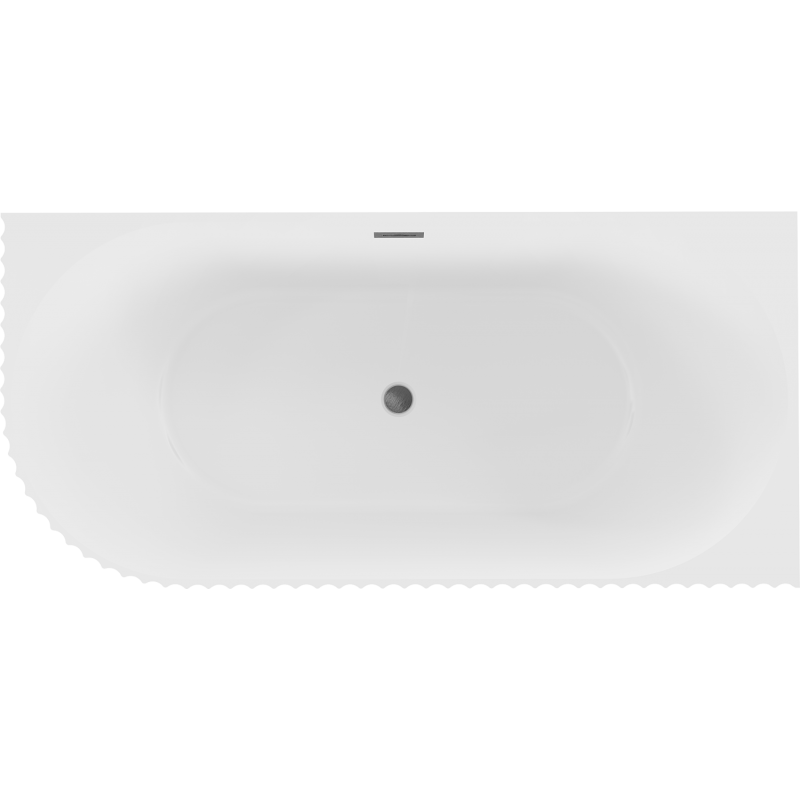 Mexen Gia freistehende Eckbadewanne, geriffelt, rechts 150 x 75 cm, weiß matt, Überlauf gun gray gebürstet - 52701507501P-66