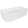 Mexen Gia Freistehende Eckbadewanne, rechts geriffelt 150 x 75 cm, weiß matt, Überlauf gebürstetes Nickel - 52701507501P-97